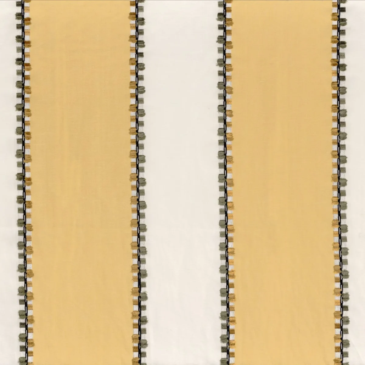 Parment Fabric - Jaune Pale by yellow striped embroideried fabric from Casamance