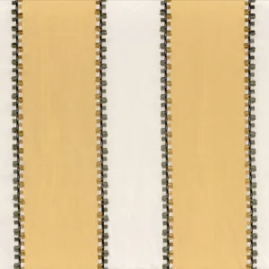 yellow striped embroideried fabric from Casamance
