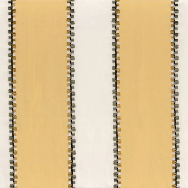 Parment Fabric - Jaune Pale by yellow striped embroideried fabric from Casamance