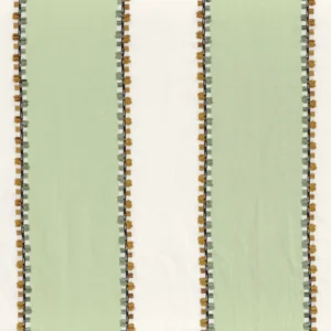 green striped embroideried fabric from Casamance