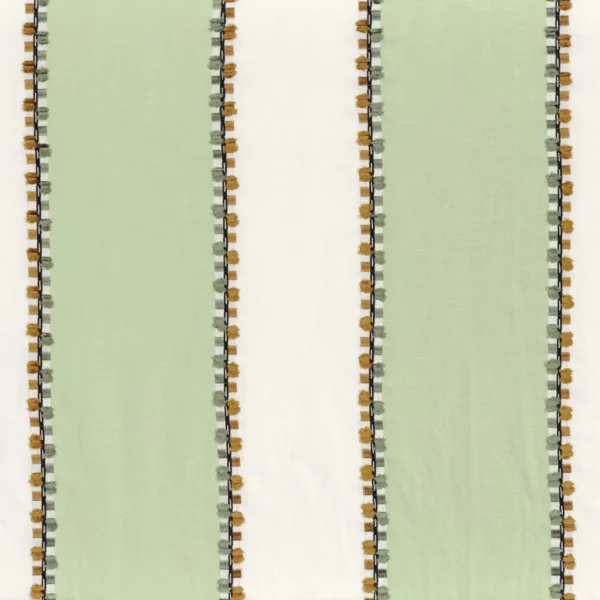 green striped embroideried fabric from Casamance