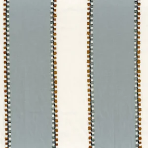 blue striped embroideried fabric from Casamance