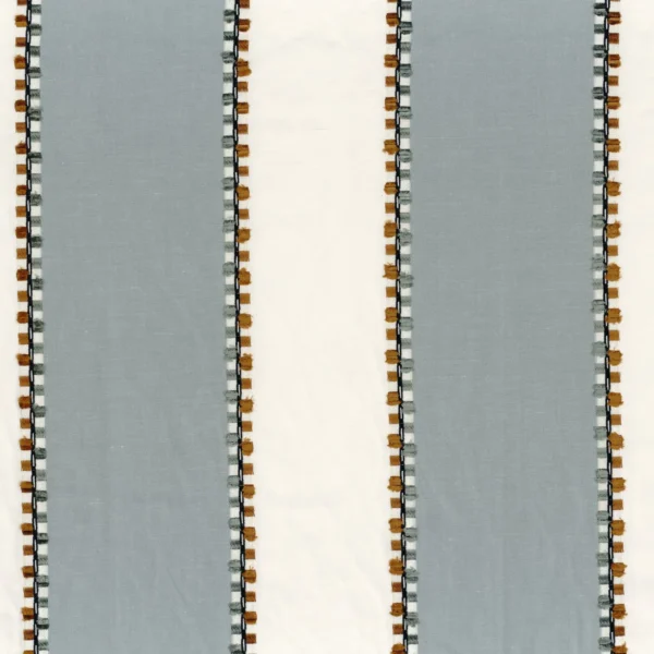 Parment Fabric - Celadon by blue striped embroideried fabric from Casamance