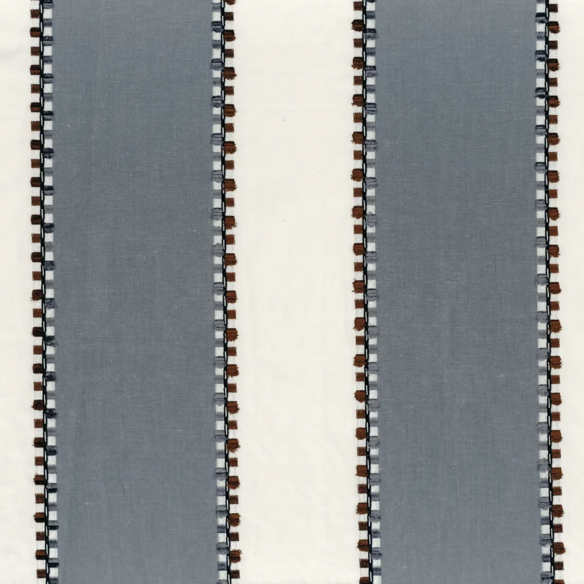 blue striped embroideried fabric from Casamance