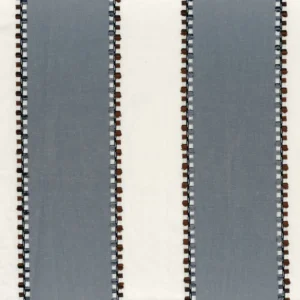 blue striped embroideried fabric from Casamance
