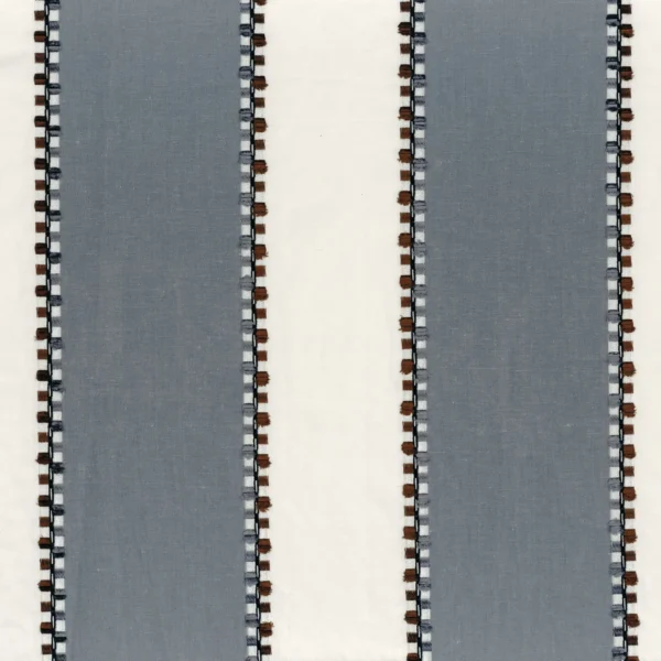 Parment Fabric - Pierre Bleue by blue striped embroideried fabric from Casamance