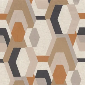 black-grey geometric embroideried fabric from Casamance