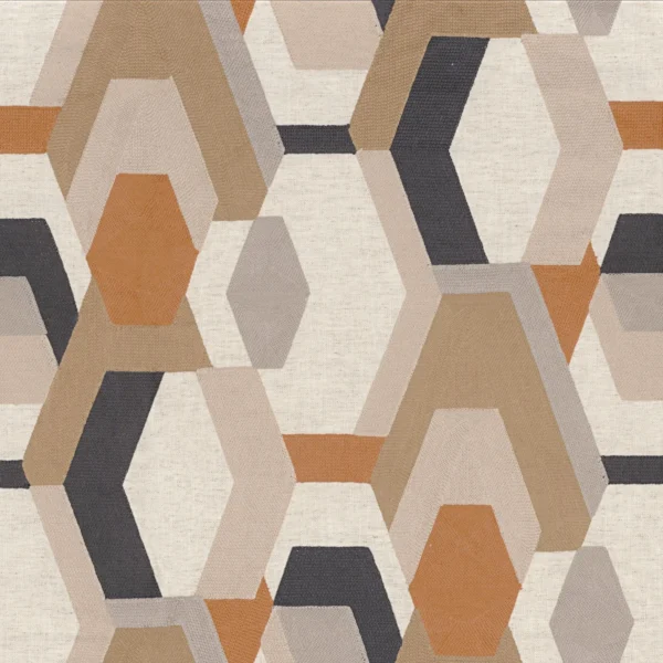 black-grey geometric embroideried fabric from Casamance