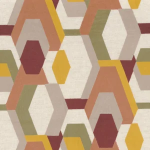 green geometric embroideried fabric from Casamance
