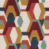 red geometric embroideried fabric from Casamance
