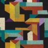 multicolour geometric embroideried fabric from Casamance