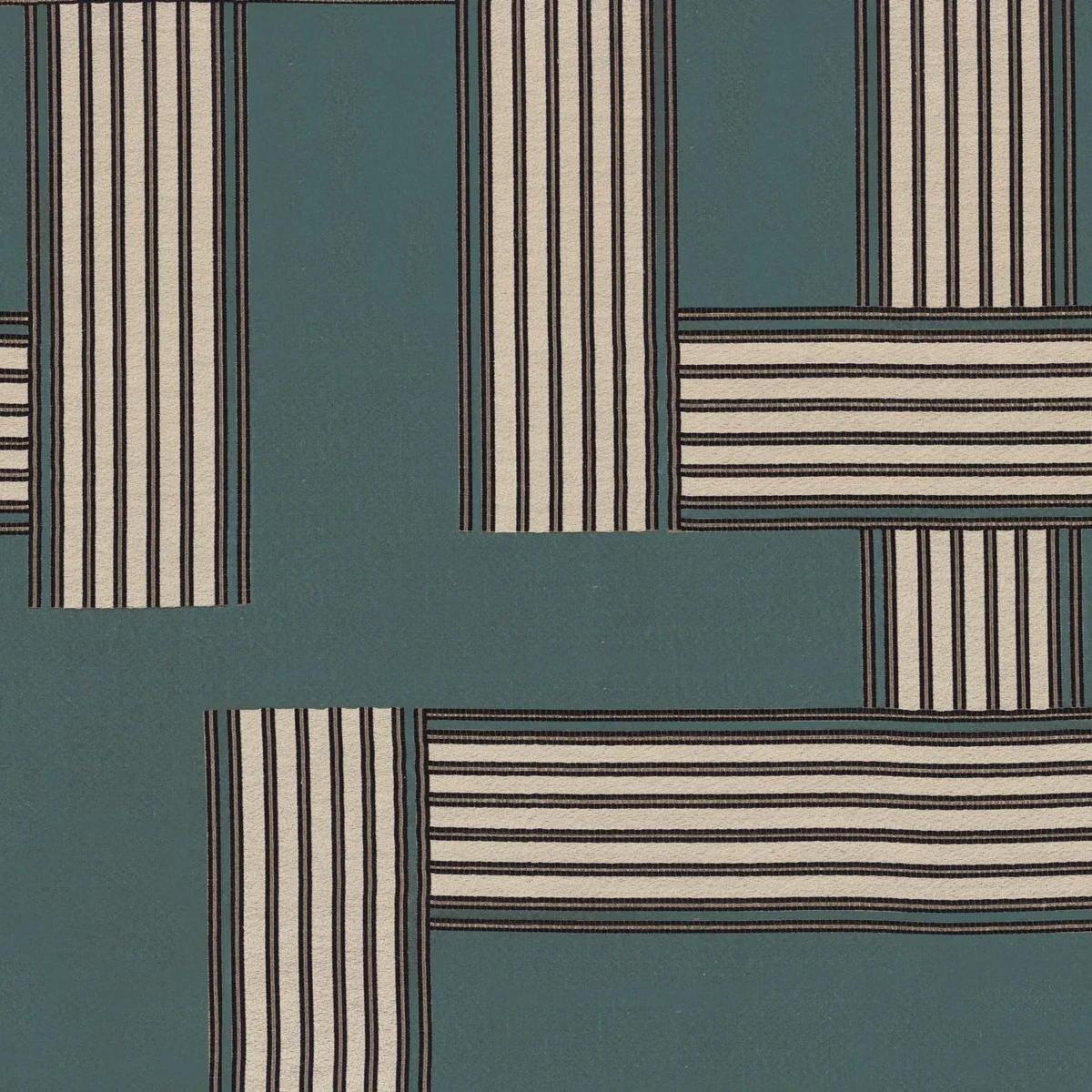 Bau Fabric - Petrole by blue geometric jacquard fabric from Casamance