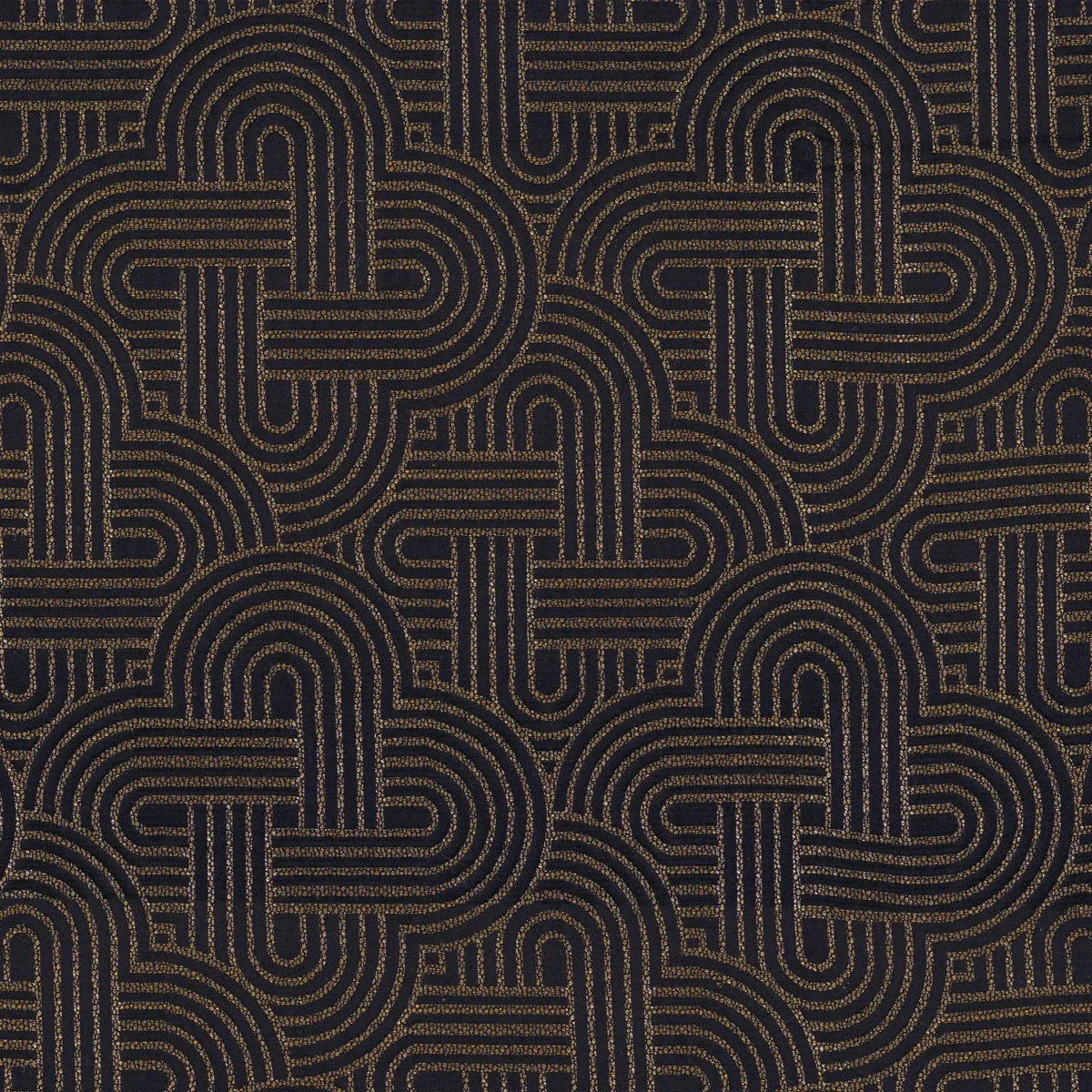 Mollino Fabric - Noir De Lune by black-grey geometric jacquard fabric from Casamance