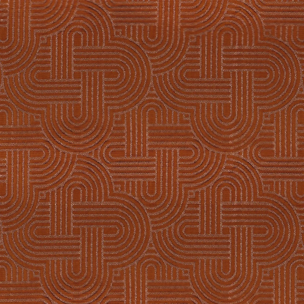 Mollino Fabric - Orange Brulee by red geometric jacquard fabric from Casamance