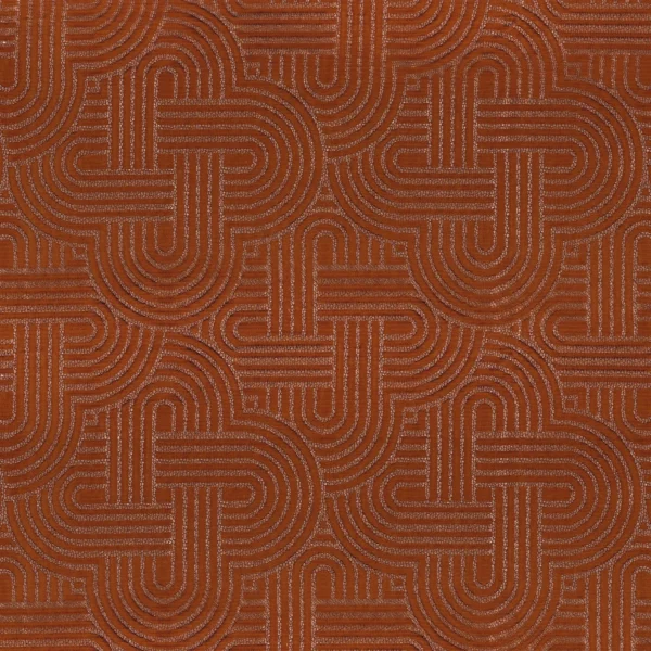Mollino Fabric - Orange Brulee by red geometric jacquard fabric from Casamance