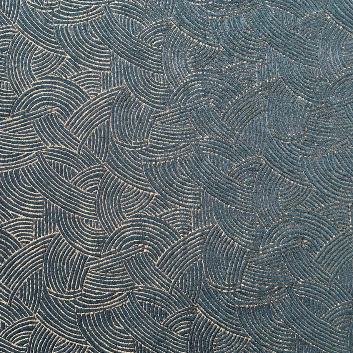 Bramante Fabric - Petrole by blue geometric jacquard fabric from Casamance