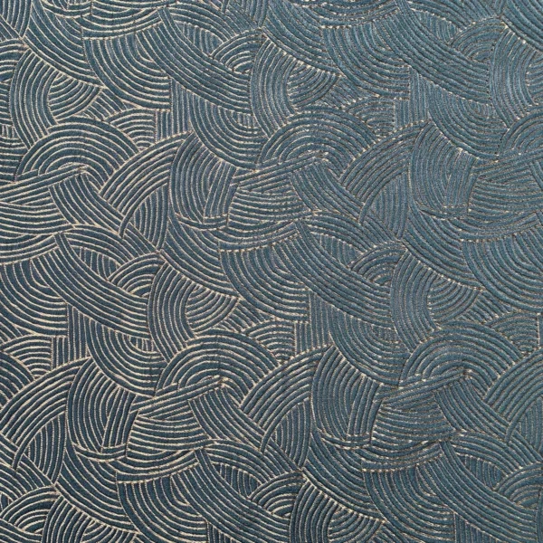 Bramante Fabric - Petrole by blue geometric jacquard fabric from Casamance
