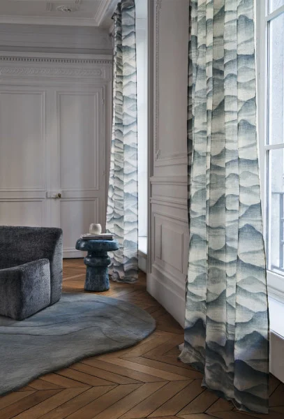 Flou Fabric - Vert De Gris by neutral misc sofa with curtain and side table