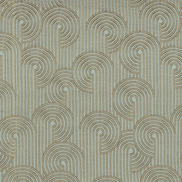 Colimacon Fabric - Celadon by blue geometric jacquard fabric from Casamance