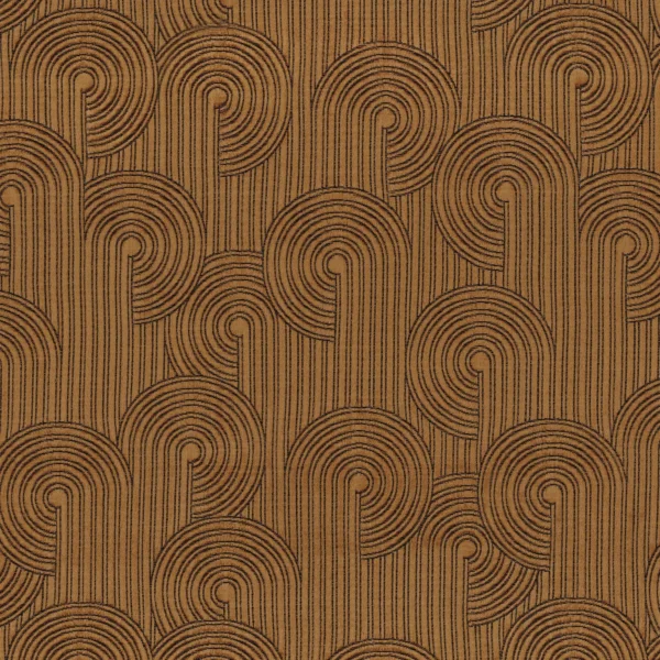 Colimacon Fabric - Mordore by brown geometric jacquard fabric from Casamance