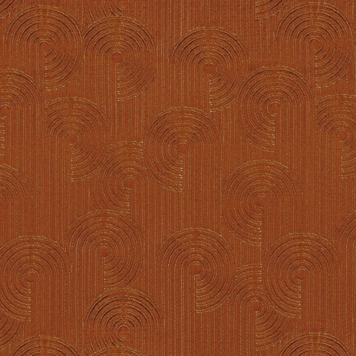 Colimacon Fabric - Orange Brulee by orange geometric jacquard fabric from Casamance