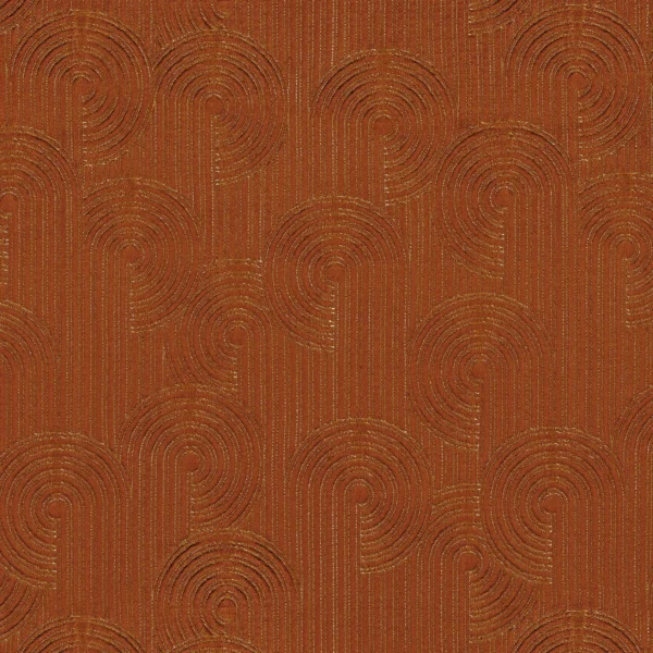 Colimacon Fabric - Orange Brulee by orange geometric jacquard fabric from Casamance