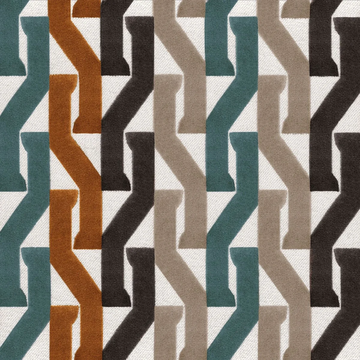 Monogramme Fabric - Celadon / Mordore by blue geometric velvet-chenille fabric from Casamance