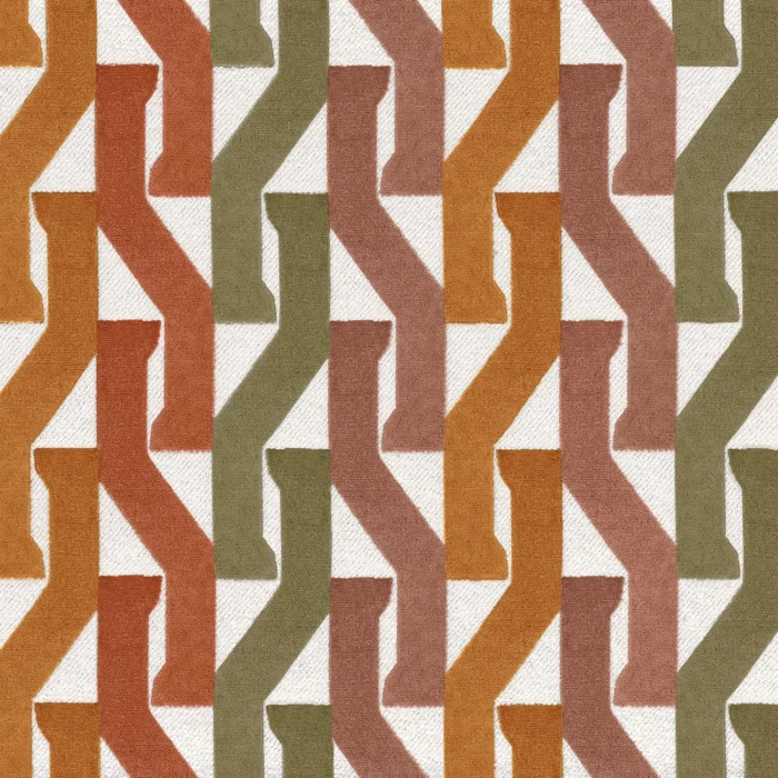 Monogramme Fabric - Orange Brulee / Olive swatch