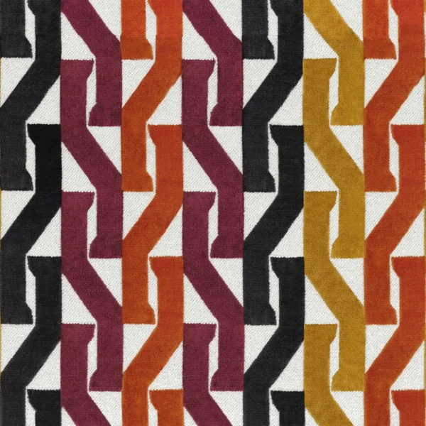 orange geometric velvet-chenille fabric from Casamance