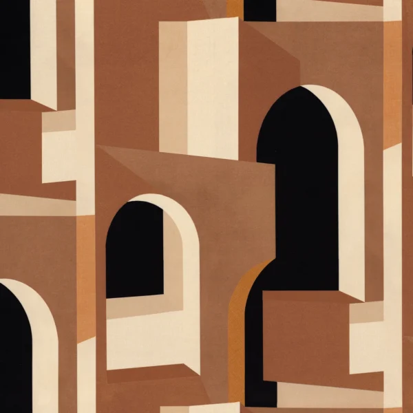 Abysse Fabric - Terracotta by orange geometric velvet-chenille fabric from Casamance