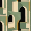 green geometric velvet-chenille fabric from Casamance