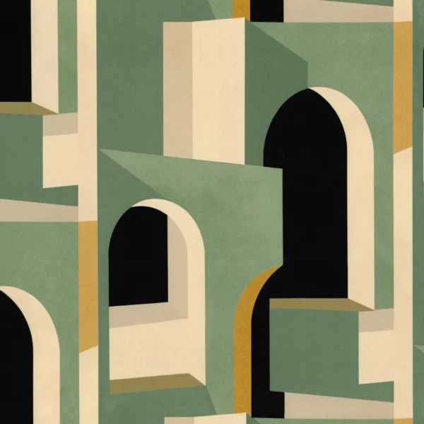 Abysse Fabric - Amande by green geometric velvet-chenille fabric from Casamance