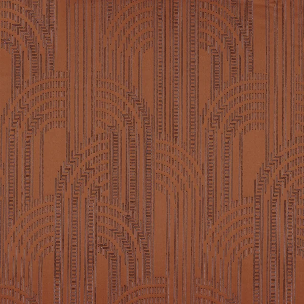 Prodige Fabric - Terracotta by orange geometric jacquard fabric from Casamance