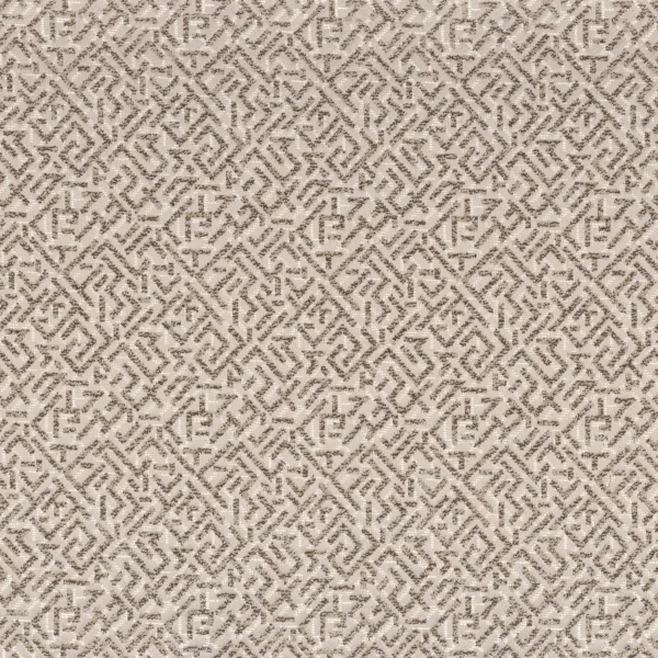 Trait D Union Fabric - Grege by brown geometric jacquard fabric from Casamance