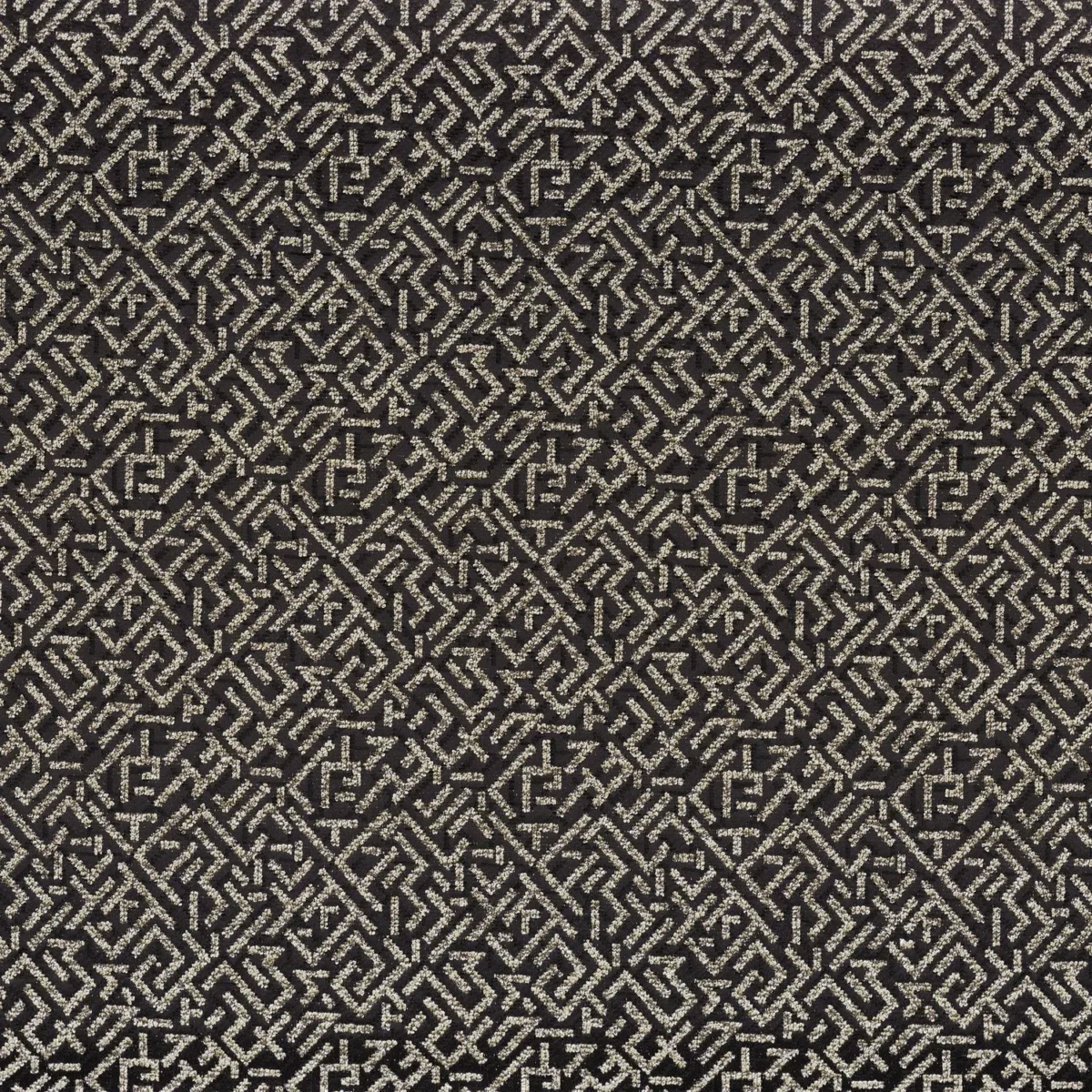 Trait D Union Fabric - Noir by black-grey geometric jacquard fabric from Casamance