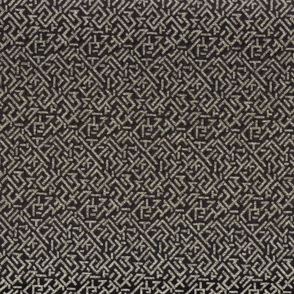 black-grey geometric jacquard fabric from Casamance