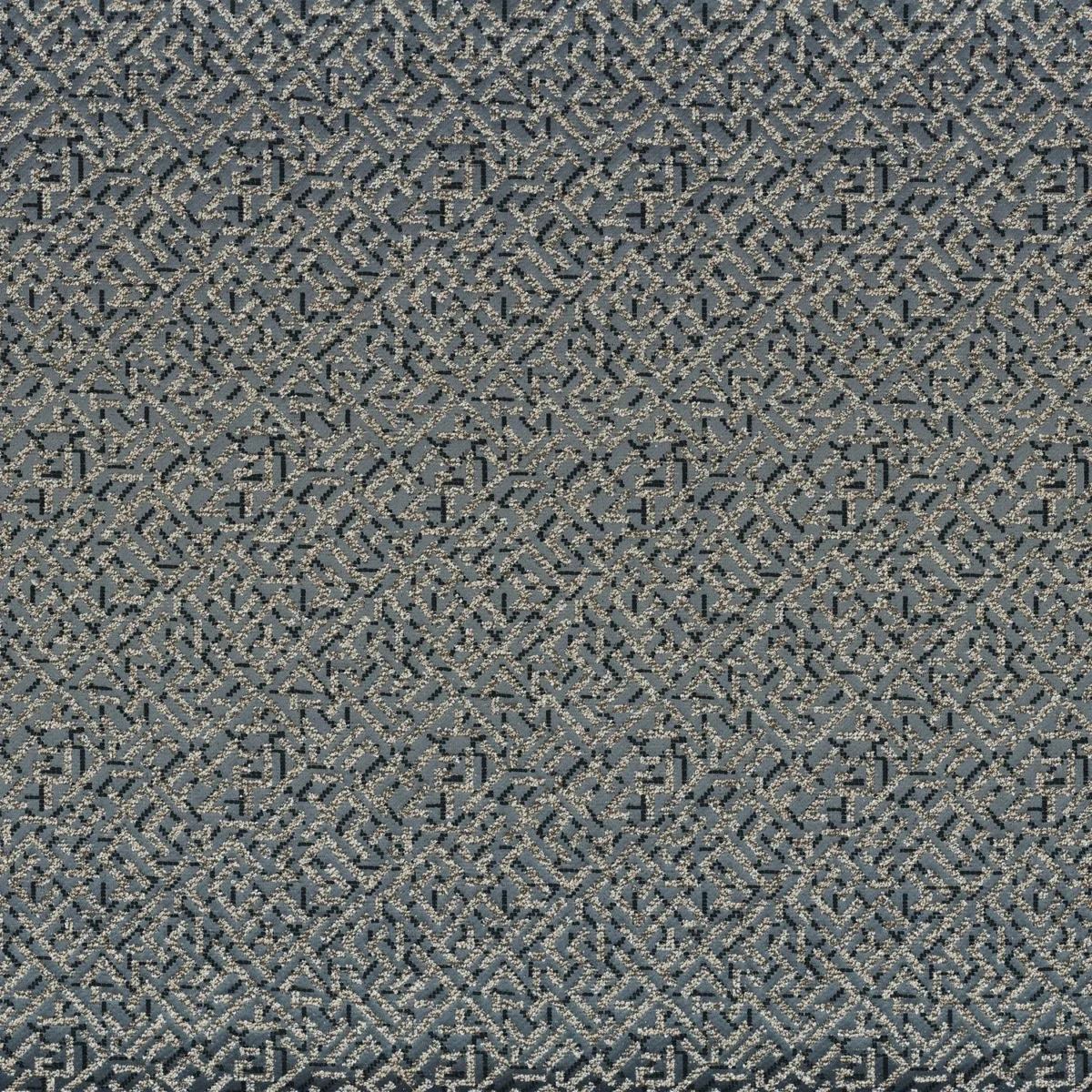 Trait D Union Fabric - Orage by black-grey geometric jacquard fabric from Casamance