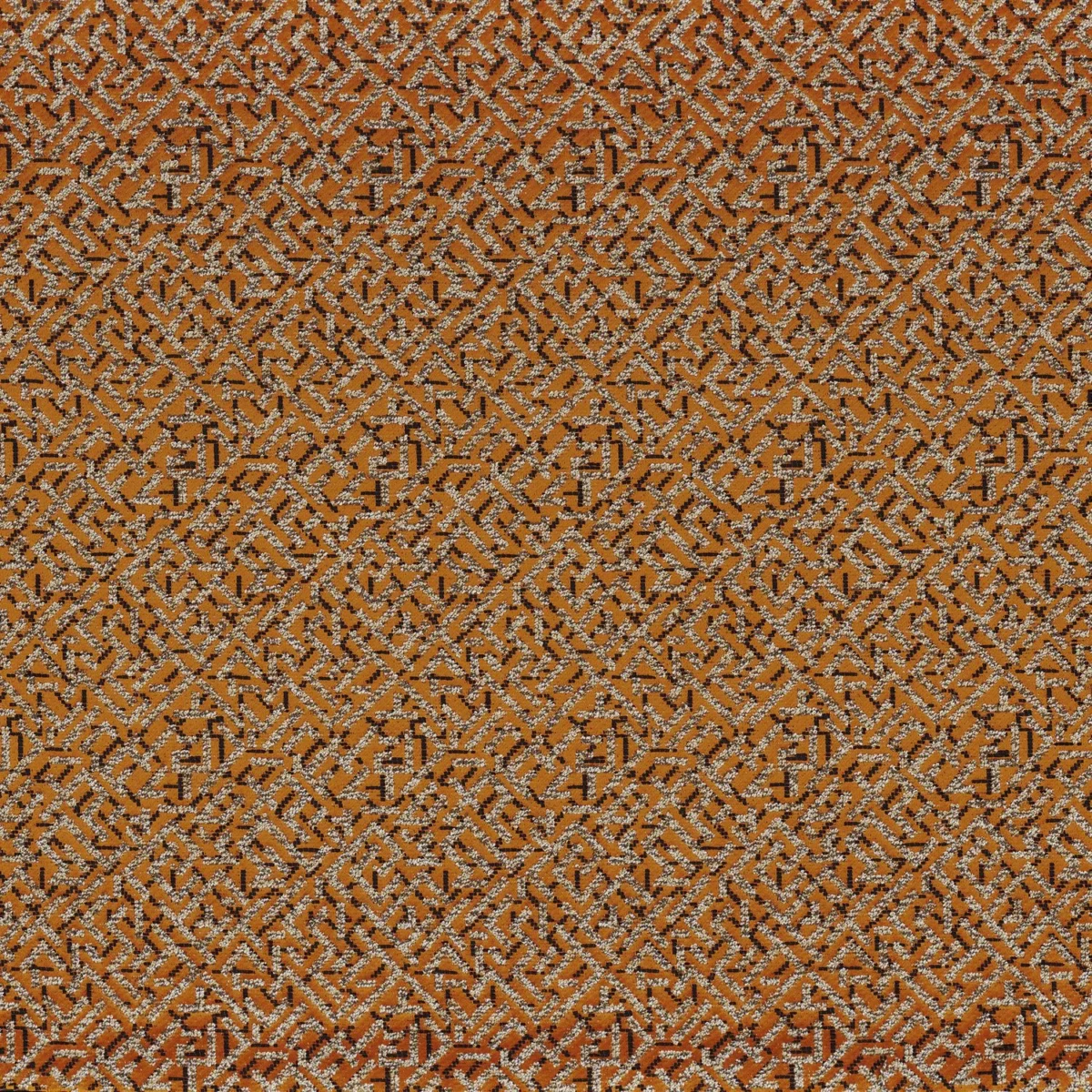 Trait D Union Fabric - Ambre by orange geometric jacquard fabric from Casamance