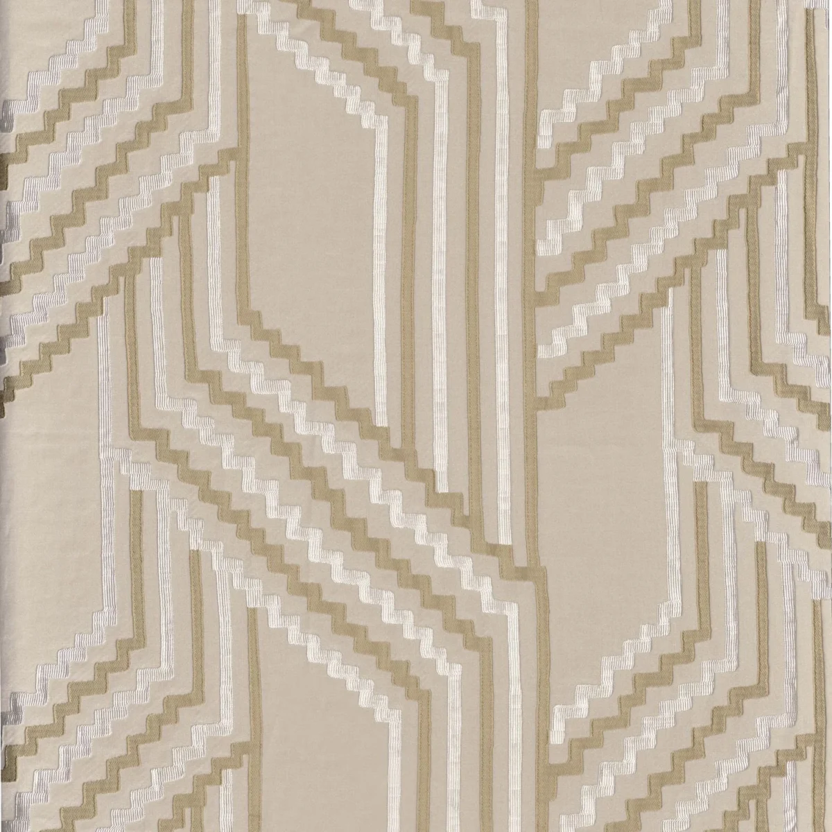 Porte Des Lilas Fabric - Grege by neutral geometric jacquard fabric from Casamance