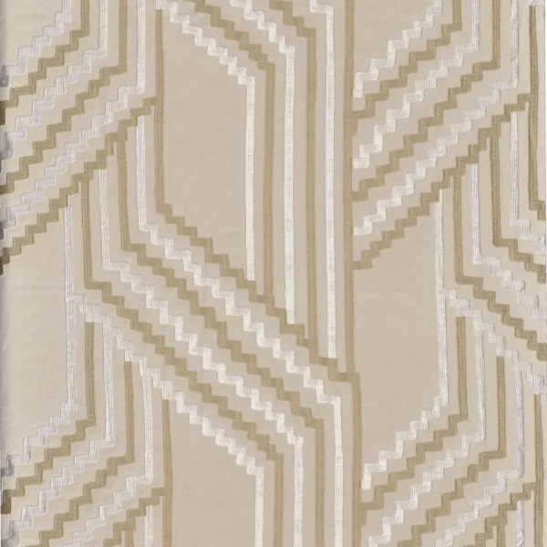Porte Des Lilas Fabric - Grege by neutral geometric jacquard fabric from Casamance