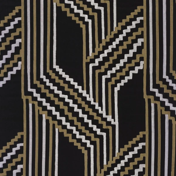 black-grey geometric jacquard fabric from Casamance