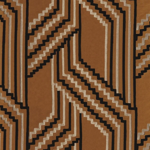 orange geometric jacquard fabric from Casamance