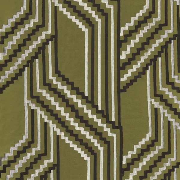 green geometric jacquard fabric from Casamance