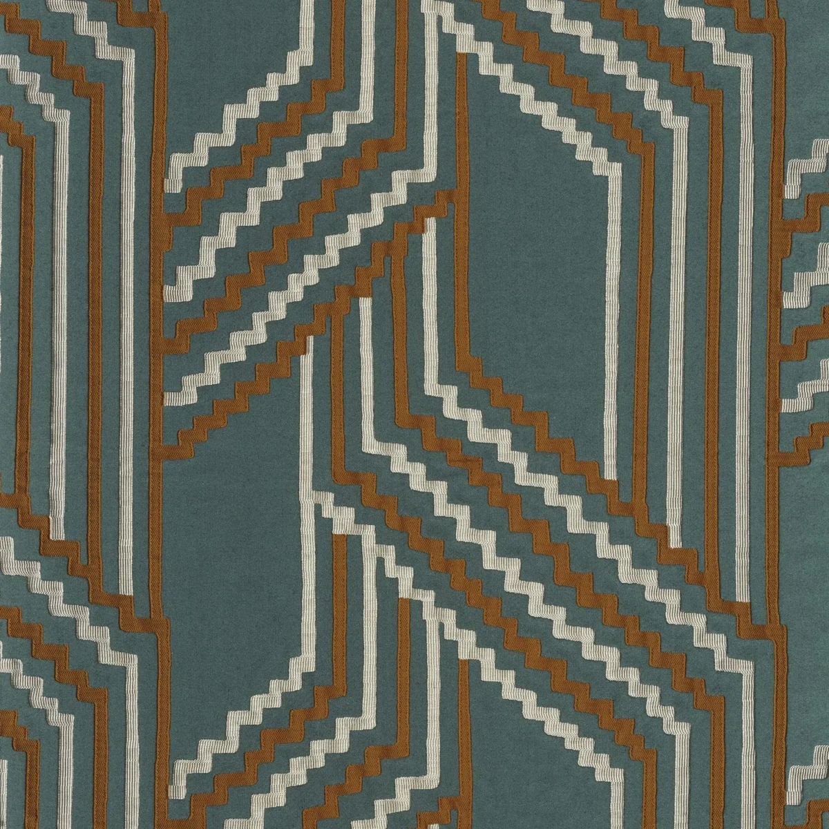 Porte Des Lilas Fabric - Vert Imperial by blue geometric jacquard fabric from Casamance