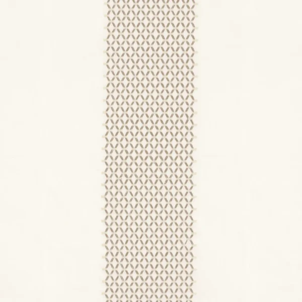 Jourdain Fabric - Ivoire / Sable by neutral striped embroideried fabric from Casamance