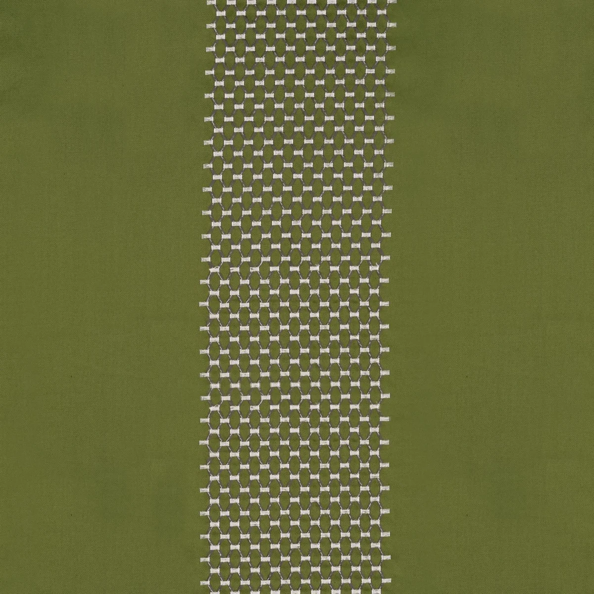Jourdain Fabric - Olive / Gris Fusain by green striped embroideried fabric from Casamance