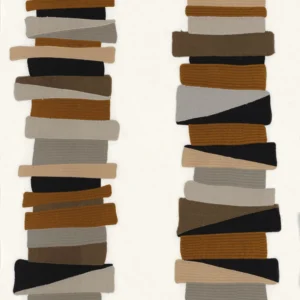 brown striped embroideried fabric from Casamance