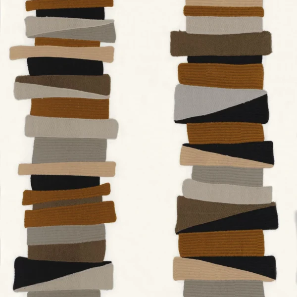 brown striped embroideried fabric from Casamance