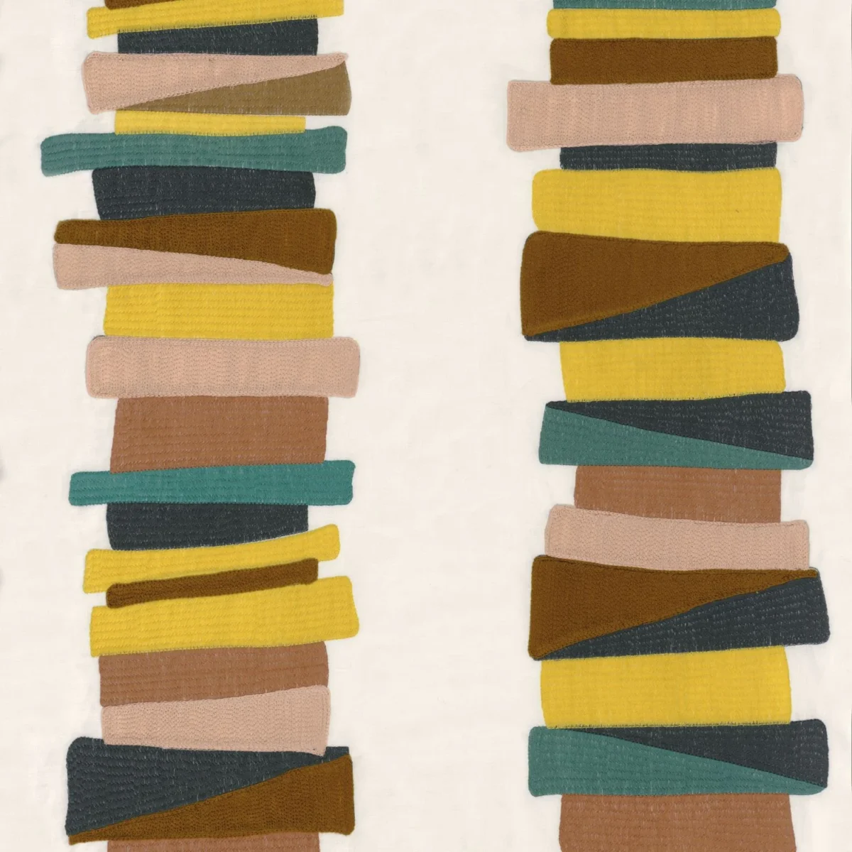 Valvidia Fabric - Celadon / Nude by yellow striped embroideried fabric from Casamance