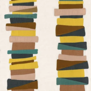 yellow striped embroideried fabric from Casamance